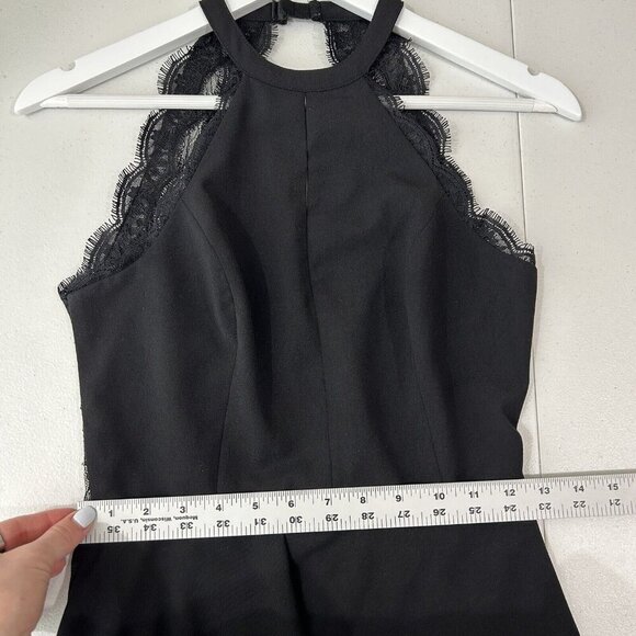 NBD Womens Dress Extra Small Black Lace Trim Open Back Fit Flare Halter Cocktail - Picture 12 of 13